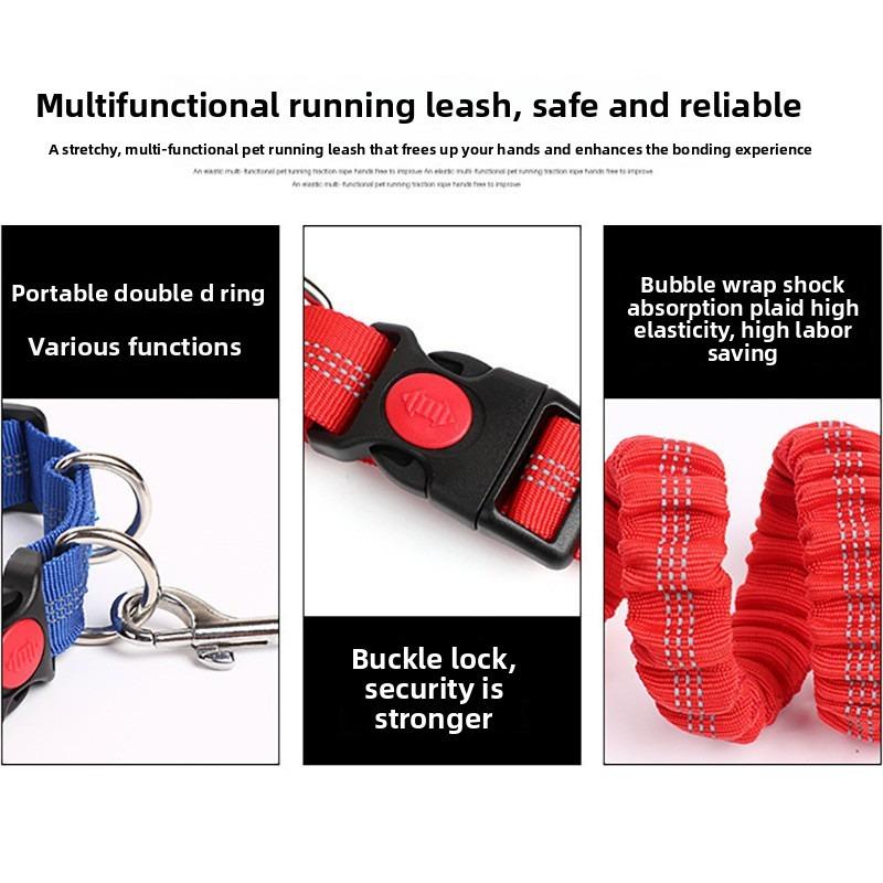 Pet Supplies Explosion-proof Stretchable Nylon Belt, Dog Walking and Running Leash, Multi-functional Dog Collar