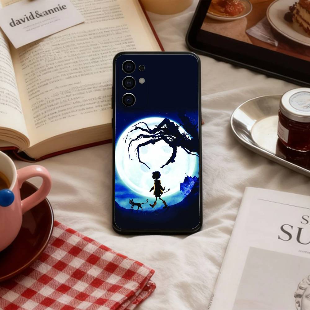 

L-Маленькая девочка C-Милый Корралайн Чехол для телефона для Samsung S 25,24,23,22,30,21,10,9,Ultra,Plus,Lite,FE,4,5 G Мягкий черный чехол Samsung S22ULTRA5G