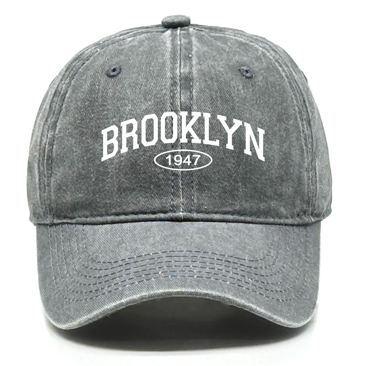 

BROOKLYN 1947 Snapback Baseball Caps Unisex Washed Cotton All-season Caps For Woman Adjustable Buckle Hats One Size Fits All серый