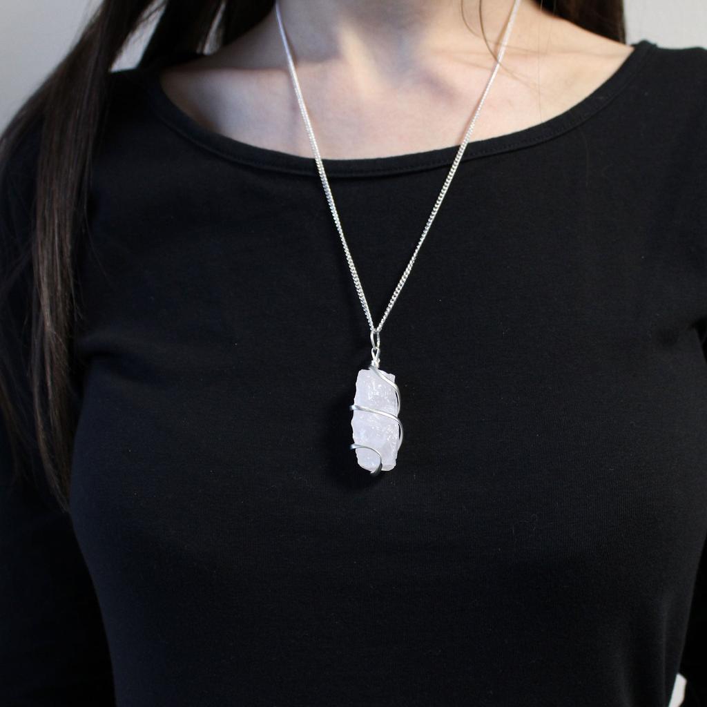 Opalite Necklace Raw Crystal 50cm Chain