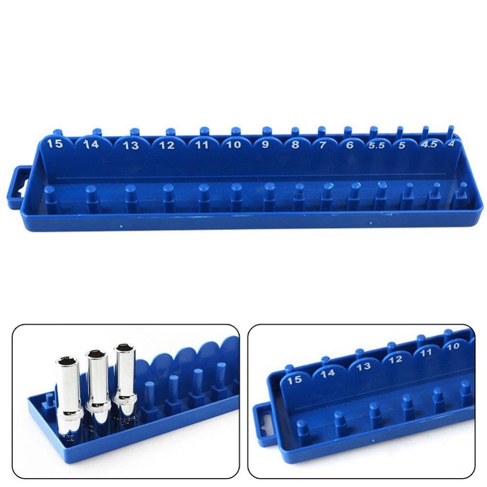 Blue Color Socket Organizer Plastic Material Metric Size Socket Tray High Quality 1/4 Inch Wrench Holder Household Use