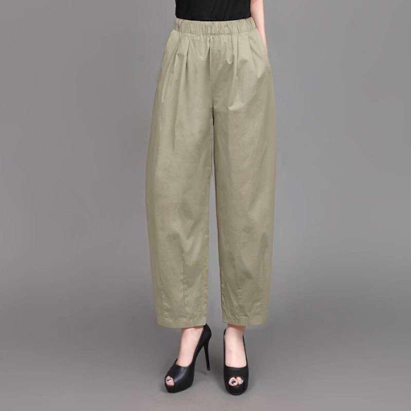 

2026 Women s Summer Loose Crop Harem Pants, Plus Size Carrot Shape, Slimming and Casual Fit L зелений