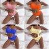 Plain Color Oneshoulder Swimsuit For Women With Padded Bust And Polyester Fabric For Swim And Dance Activities