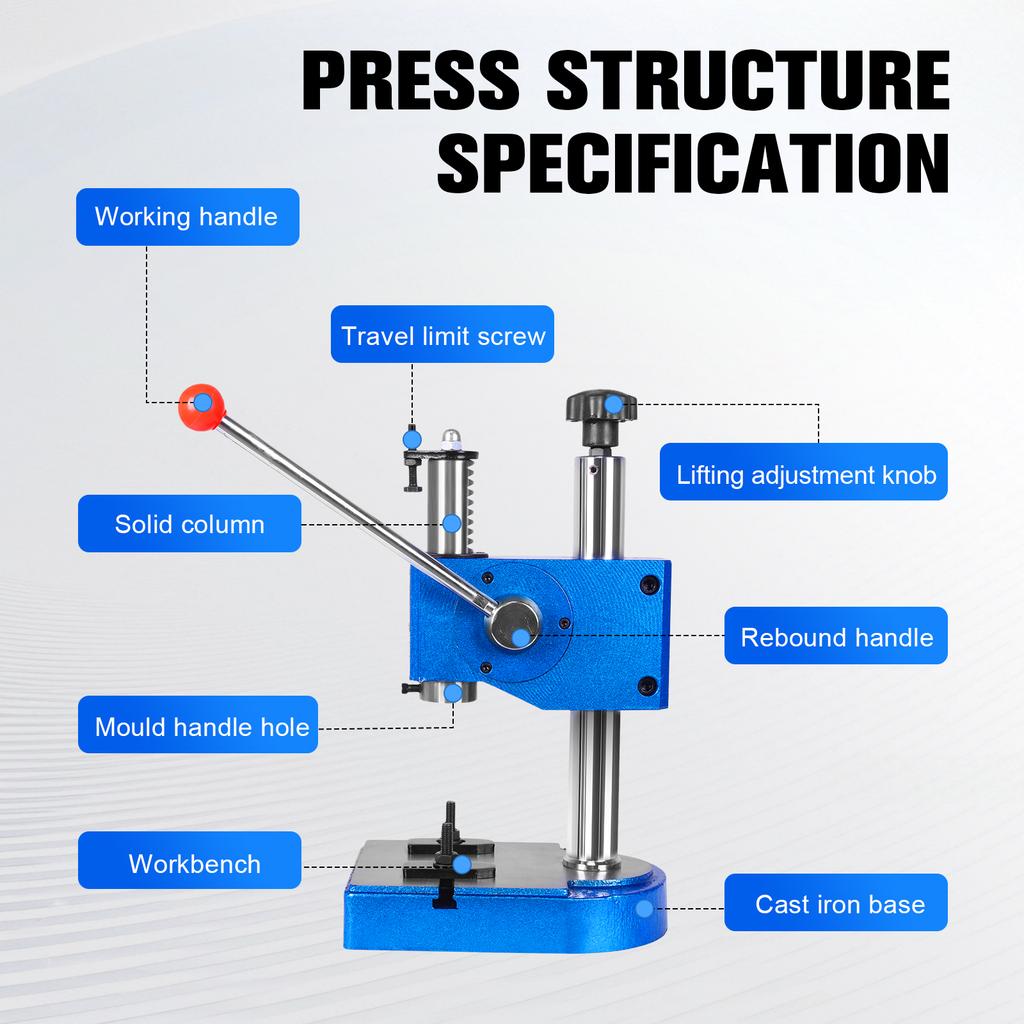Benchtop Hand Hole Puncher Machine Spring-Loaded Desktop Punch Press Hand Press for Punching Bending Stretching Forming