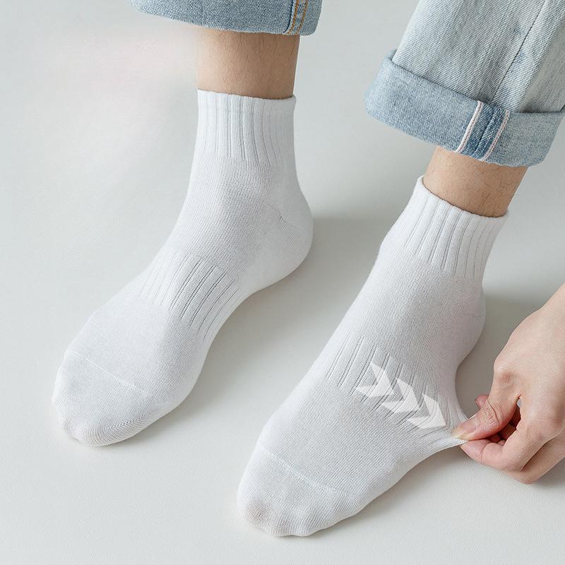 Men's Socks, Mid-calf Socks, Towel Soles, Sports Socks, White Basketball, Thickened, Breathable, Sweat-absorbing, Pure Cotton Running Socks