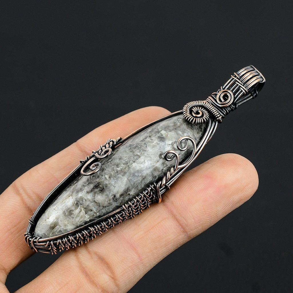 Orthoceras Fossil Jewelry, 999 Copper Wire Wrapped Pendant Handmade Gemstone Jewelry, Gifts For Wedding Pendant