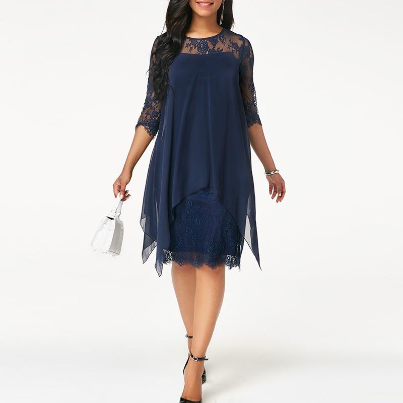 Women's Fashion Chiffon Overlay Lace 
