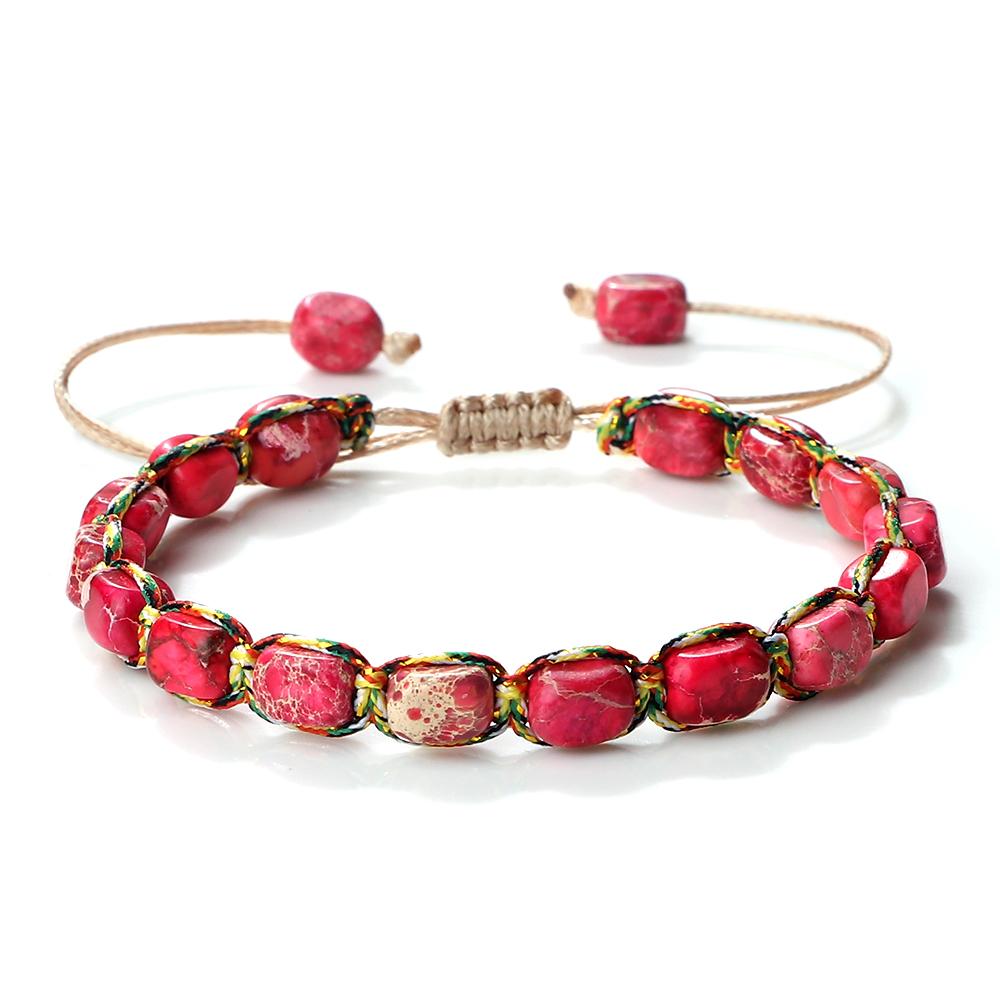 Woven Adjustable Emperor Stones Bracelet 7x5.5mm Rectangle Natural Beaded Stretch Wrap Bangle Fashion Jewelry Gift for Women Men