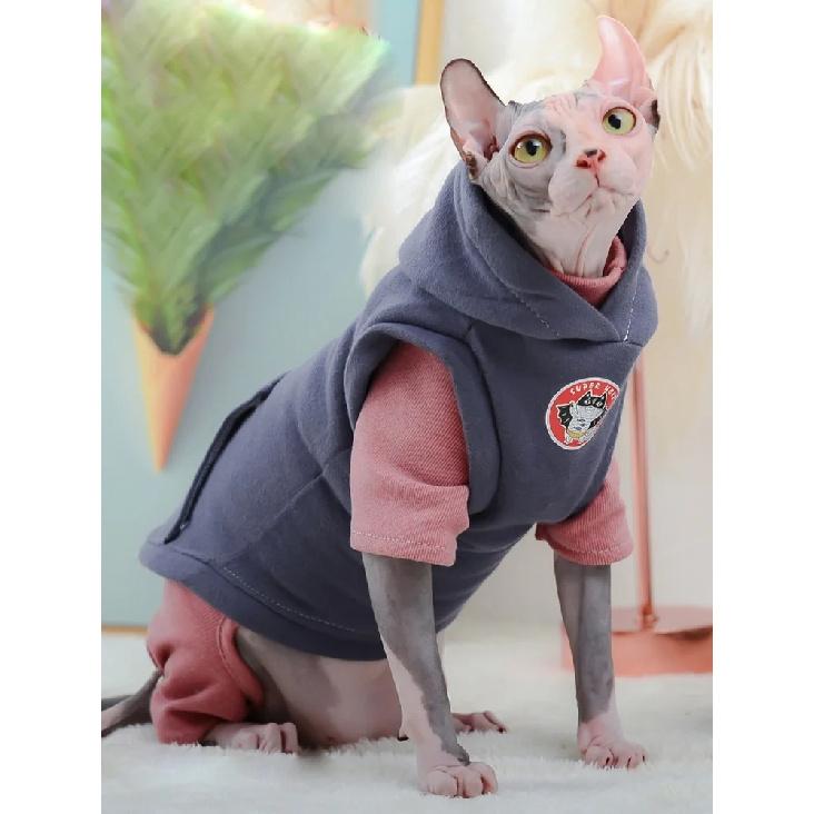 Cat Clothes Winter Warm Cotton Sphynx Cat Hoodies Fleece Sweatshirt Vest For Cats Sphinx Kitten Pajamas Clothes Cat Supplies