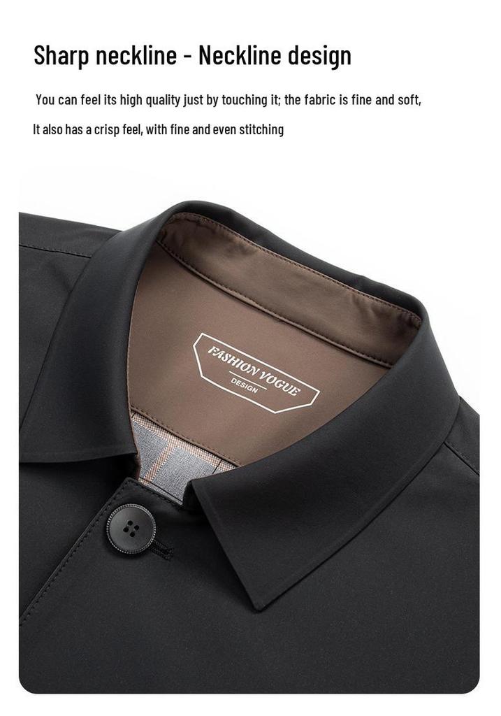 Mid-Length Lapel Business Casual Windbreaker for Men - Spring/Autumn Collection
