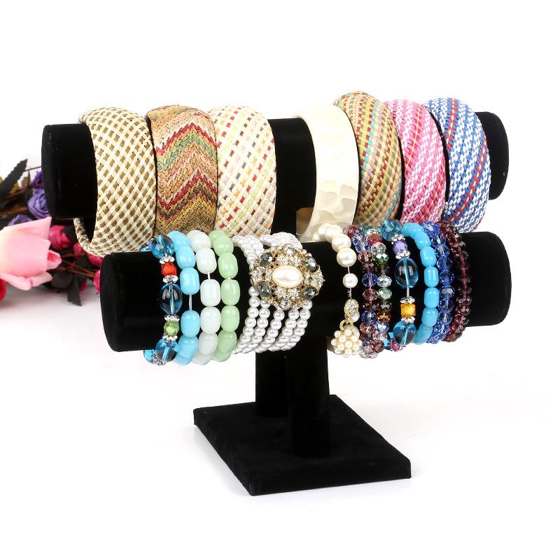 Two-Tier Velvet Jewelry Display Stand for Bracelets, Watches, Anklets, and Necklaces