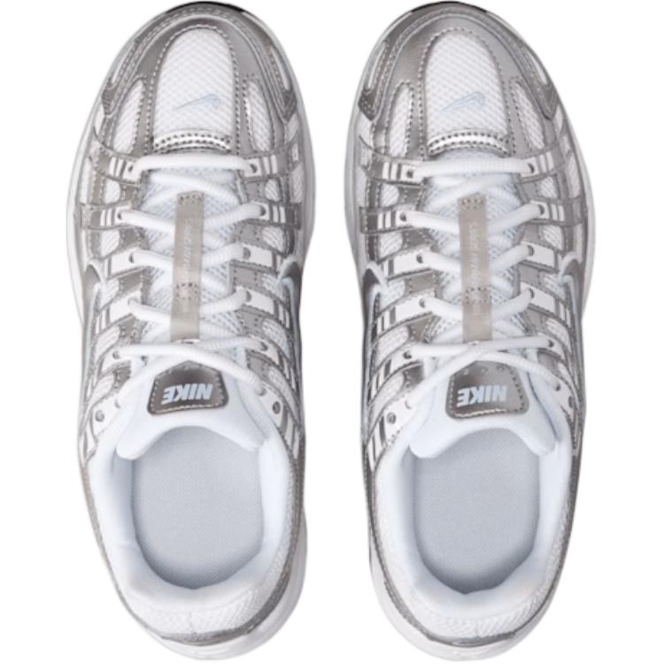 New Nike P 6000 Abrasion Resistant Low Top Kids' Running Shoes Silver Gray White Teenagers HV5064-101
