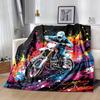 1pc Motorcycle Printing Lightweight Flannel Blanket, Comfortable and Warm Blanket, for Camping Sofa Bed and Couch Office, Gift