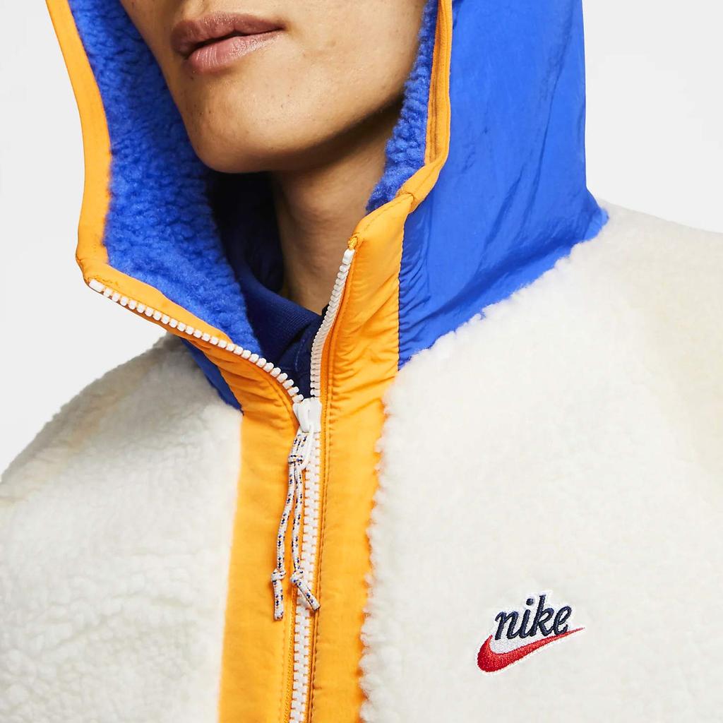 Nike Retro Logo Fleece Colorblock Casual Hooded Sweatshirt Jacket Men Tops Blue White BV3766-133