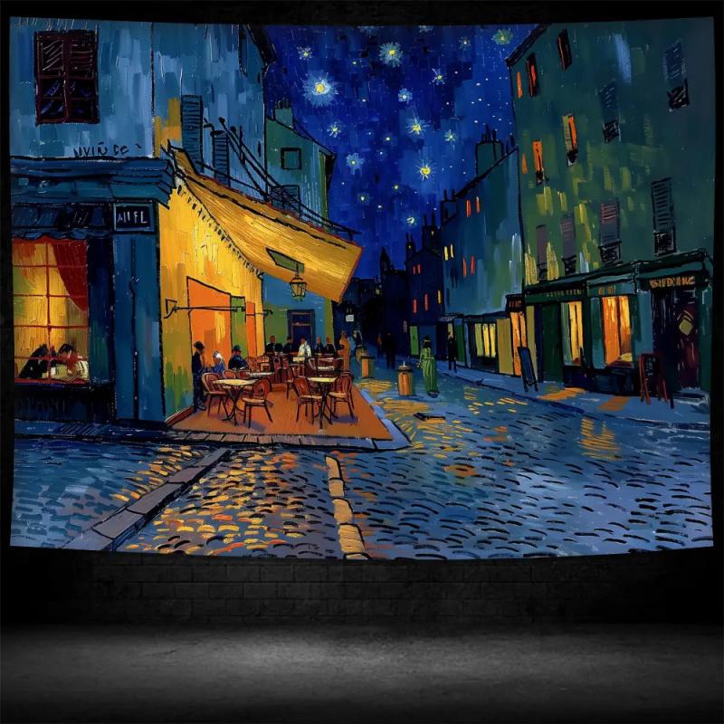 1pc, 2D flat, Van Gogh Starry Night background decoration, suitable for living room, bedroom, office, wsj