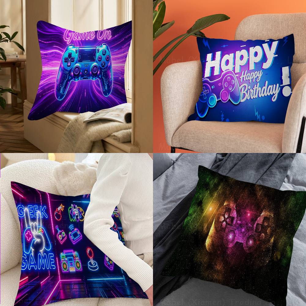 Game On Theme Gamer Pillow Cushion Cover Pillowcase Living Room Sofa Home Decor Customized