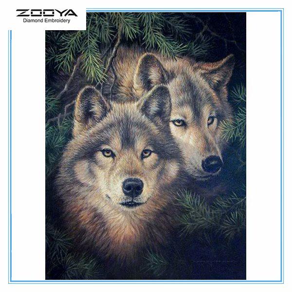 

ZOOYA DIY 5D Полный квадратный горный хрусталь Волк Алмазная вышивка Картина Вышивка крестом Домашний декор