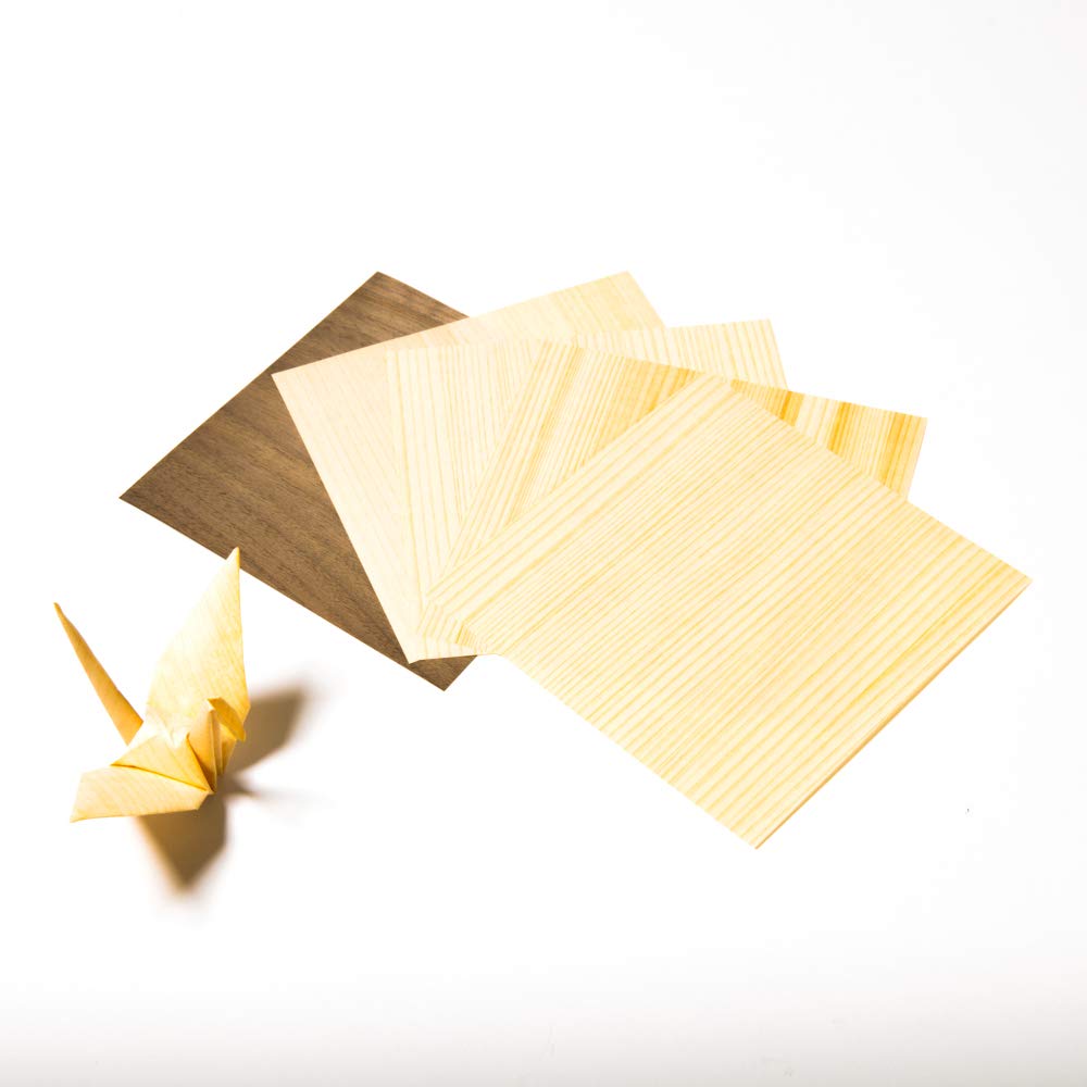 Forest Paper Natural Wood Origami Paper Large 5 15cm - Flexible, Ultra-Thin, (Cedar, Hinoki, Walnut) - Size, Sheets,