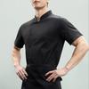 Chef Uniform Stand Collar Short Sleeve Chef Coat Single-Breasted Buttons Solid Color Workwear Professional Chef Apparel