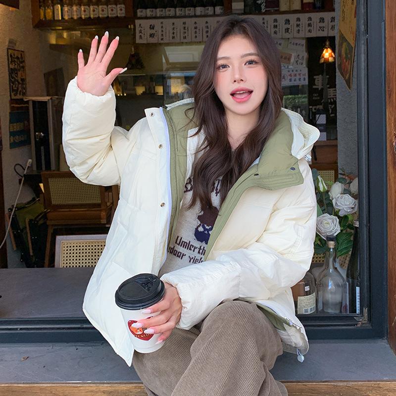 

Hooded down cotton jacket women s 2025 winter new Korean version thickened loose student short bread suit warm jacket XL