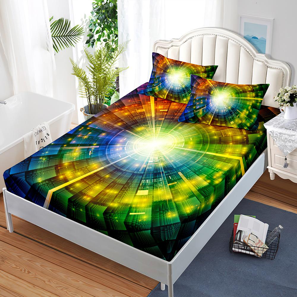 Three-Piece Mattress Set 3D Bedspread Digital Printing Pillowcase Mattress Protective Cover