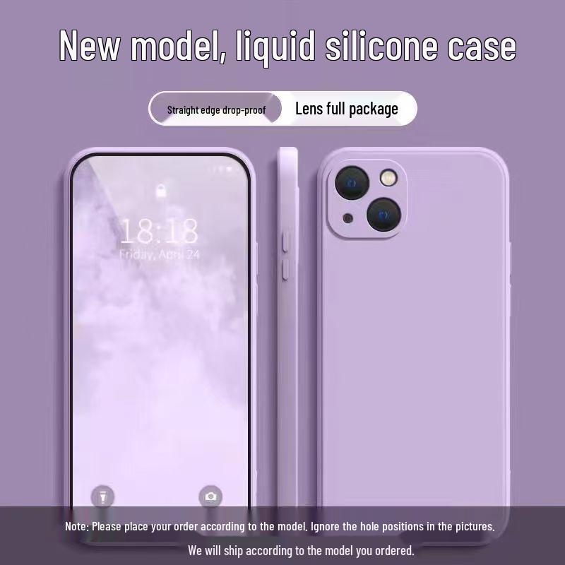 Apple iPhone 14 Liquid Silicone Case: Simple Style, Full Coverage, Drop Protection, Solid Color, Skin-Friendly Feel.