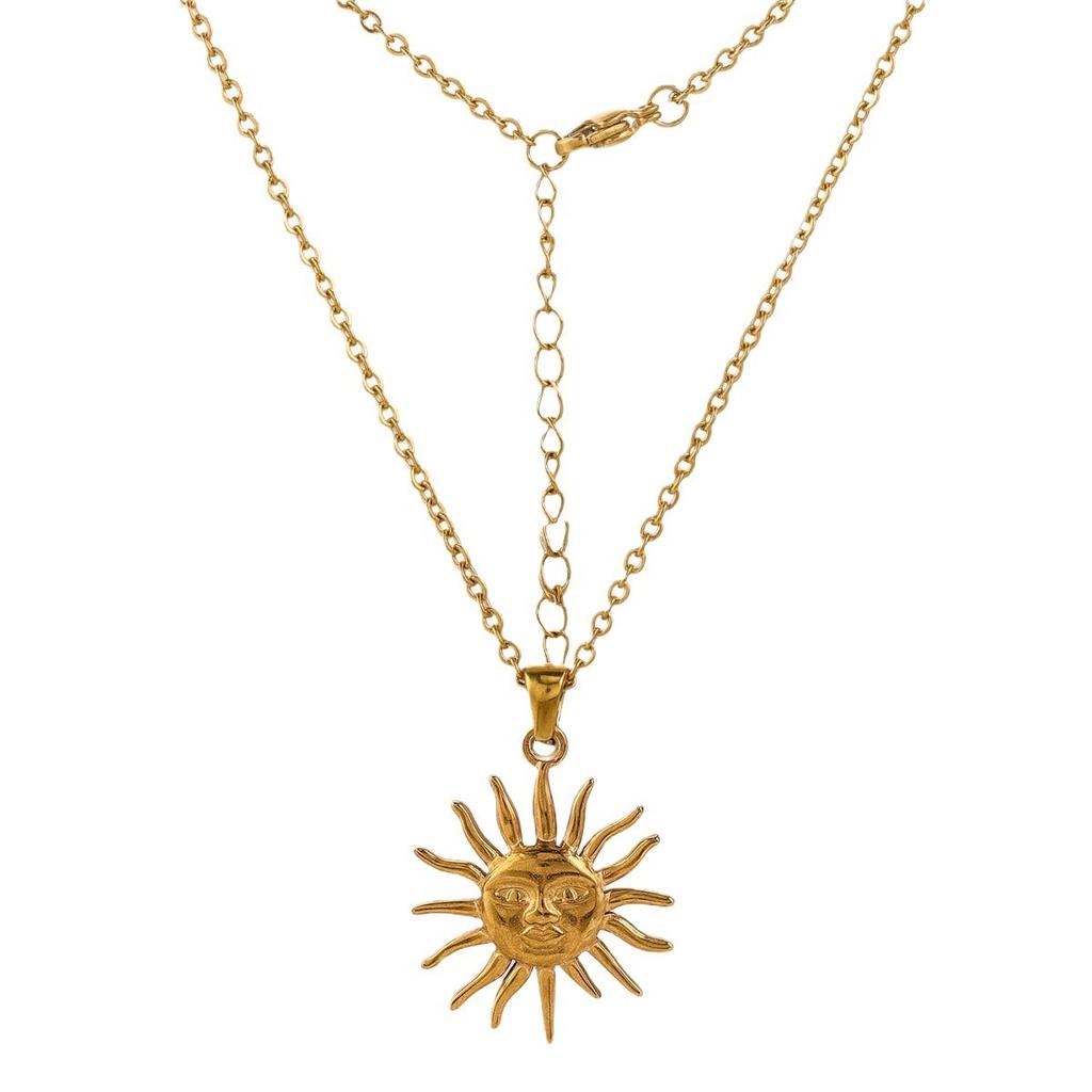 Sun Pendant Necklace, New Light Luxury Retro High-end Necklace Gift.