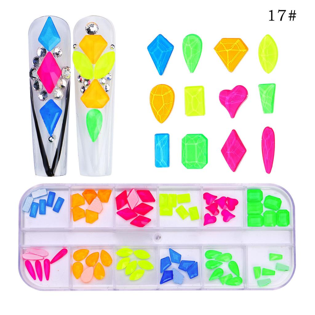 New 12 Grid Nail Drill Irregular Flat Bottomed Rhinestone AB Nail Accessory Nail Decoration