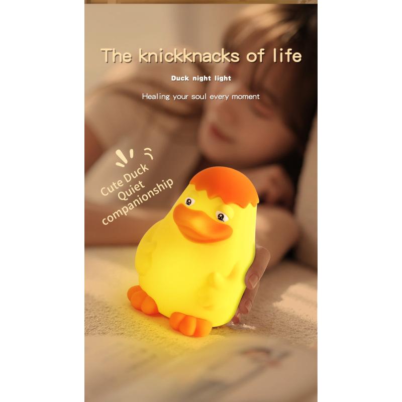 Silicone Cute Duck Pat Light Induction Night Light USB Charging Ornament Ambient Lighting Night Light