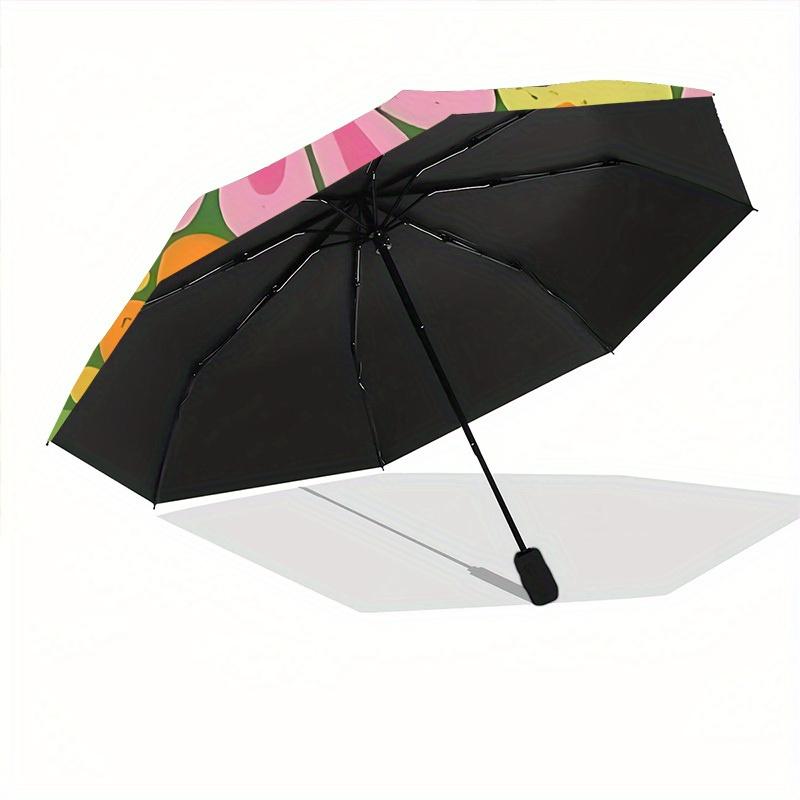 1pc Floral Pattern Automatic Open/close Folding Compact Cute Umbrella, 8-Rib Sturdy Canopy, Lightweight Portable, Commuting Use, Gift, Outdoor Umbrell