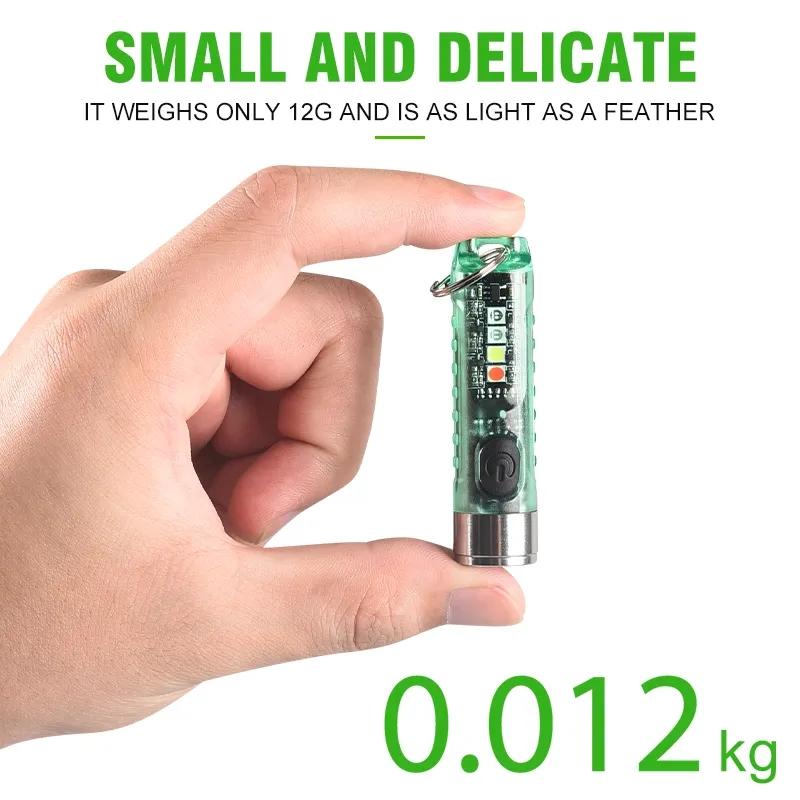 Multifunktions-Mini-EDC-LED-Taschenlampe Tragbares Schlüsselbundlicht MagneticTorch USB-aufladbare UV-Lampe Notfall-Campinglaterne