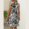 Women bohemian Summer Sleeveless leaves printed Holiday One Piece Dress