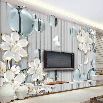3D geprägte Ball Blumen gestreift Wandbild TV Hintergrund Tapete für Schlafzimmer Wohnzimmer moderne Wohnkultur
