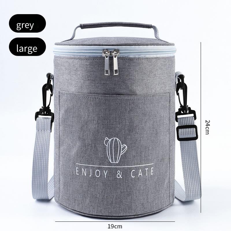 19x24cm Round Insulated Lunch Bag  Large Thermal Food Container Handheld Circular Box for School Office Picnic Multi Purpose