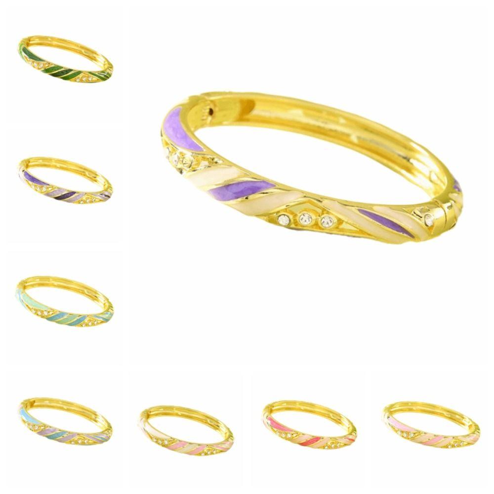 Lines Shape Chinese Crystal Bangle Enamel Women's Hand Bracelet Gifts for Women Girl