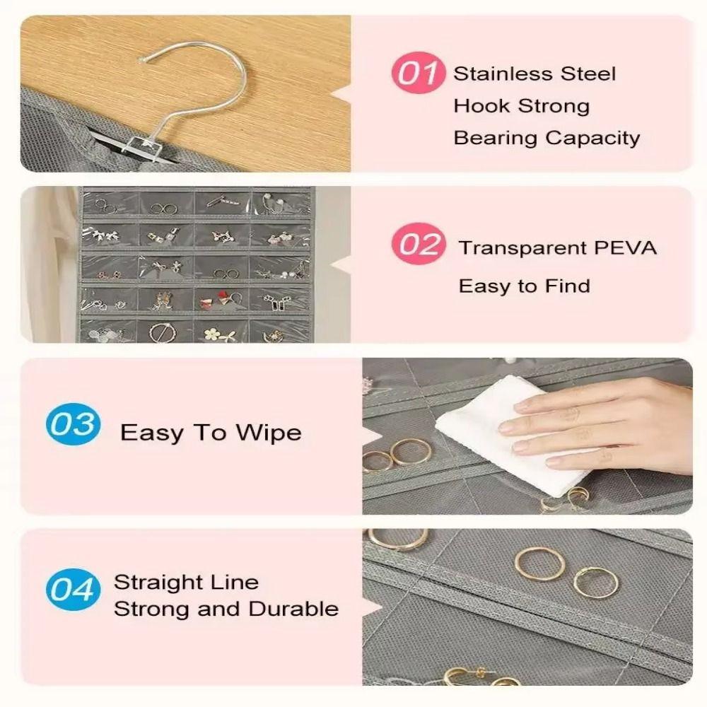 Große Kapazität Schmuckaufbewahrungstasche Vliesstoff Schmuck-Display-Halter Kleinkram-Sortierung