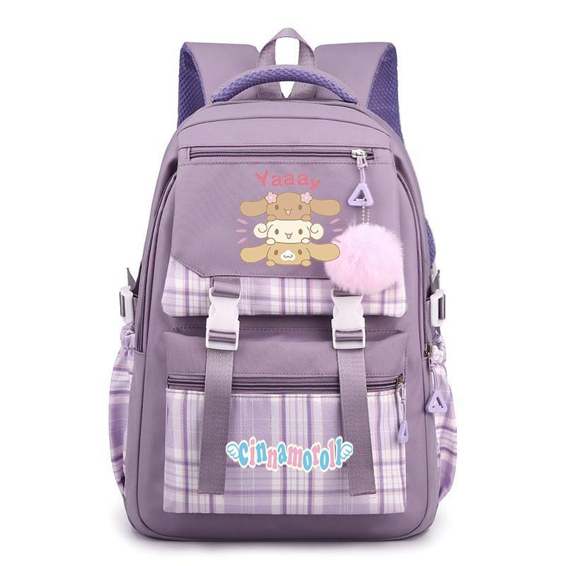 Cinnamoroll Kids School Backpack Boys Girls Large Capacity 20-35L Nylon Dual Strap Bag With Arc Shoulder Straps