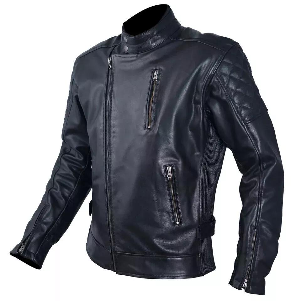 Stylish Black Men's Soft Leather Genuine Lambskin Handmade Biker Motorcycle