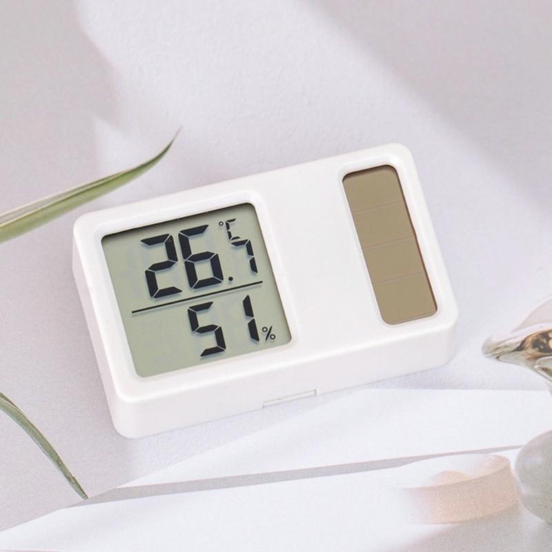 Thermometers Hygrometer Solar Powered Desktop Temperature Humidity Meter Gauge with LCD Display for Baby Room Office