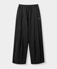 Yujen Double-Pleat Wide Cotton Elastic Waist Pants_Black