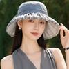 Summer light luxury thin mesh visor versatile outdoor bow bucket hat small eaves sunscreen hat