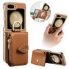 Protective Dual Layer Bumper Phone Wallet Case for Samsung Galaxy Z Flip 6 Cases with Card Holder Built-In Mirror Zipper Purse