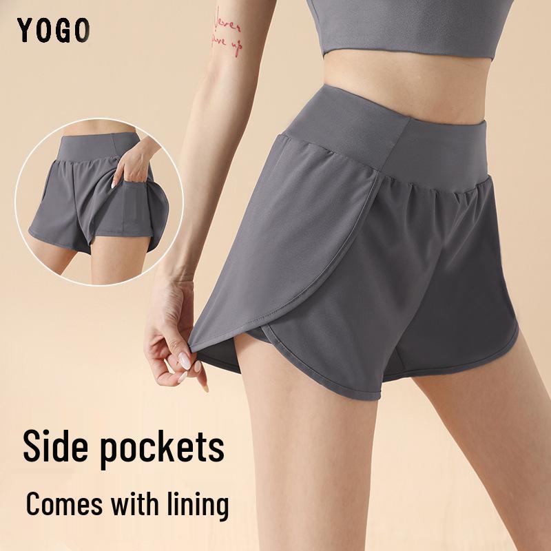Women's 2025 High-Waisted Sports Shorts with Pockets - Hip-Lifting, Anti-Exposure, Loose Fit for Running & Yoga