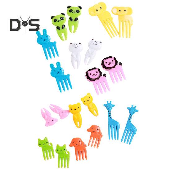 10 Stück zufällige Farbe, wiederverwendbar, langlebig, niedliches Tier-Fruchtstäbchen