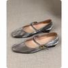 Single-heeled Ballet Shoes for Women Retro One-shoulder Buckle Shoes Devotion