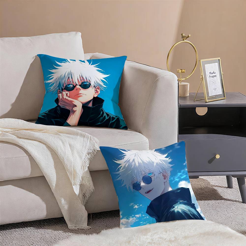 Cool Jujutsu Kaisen Gojo Satoru-S Pillow Case Silky Elegant Comfort Sofa Bed Invisible Zipper Beach Pillowcase