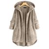 Women's Button Plush Hooded Double-faced Fleece Sweatshirt Fashionable Mid-length Coat