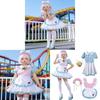 Maid Outfit Cosplay Polyester Fabric With Cute Apron And Bell For Halloween Cosplay Enthusiasts