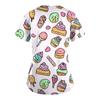 Women's Fruit And Floral Print Loose V-Neck Pocket Short Sleeve Uniform Uniform