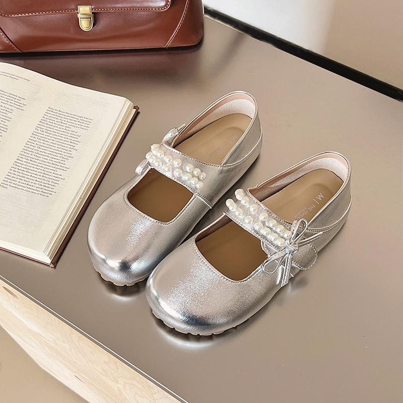 Thick-soled Inner Height Increase Silver Single Shoes Women's New Summer Skirt Mary Jane Evening Small Leather Shoes